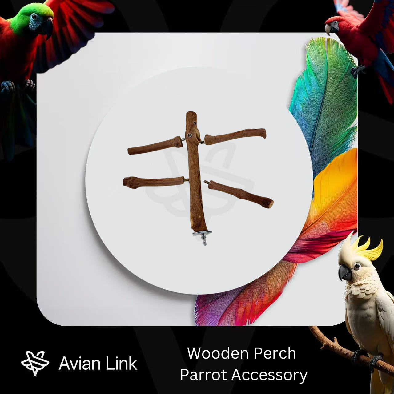 Wooden Perch Parrot Accessory #3-28