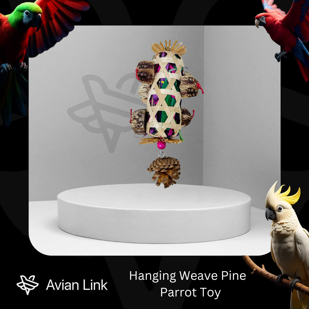 Hanging Weave Pine Parrot Toy #3-29