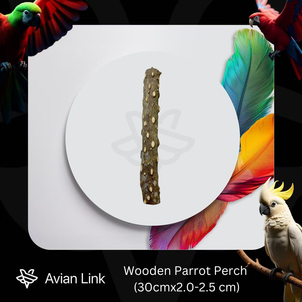 Wooden Parrot Perch (30cmx2.0-2.5 cm) #3-18