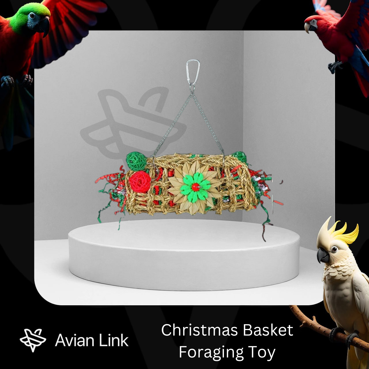 Big Bird Foraging Toy - Christmas Basket #2-14