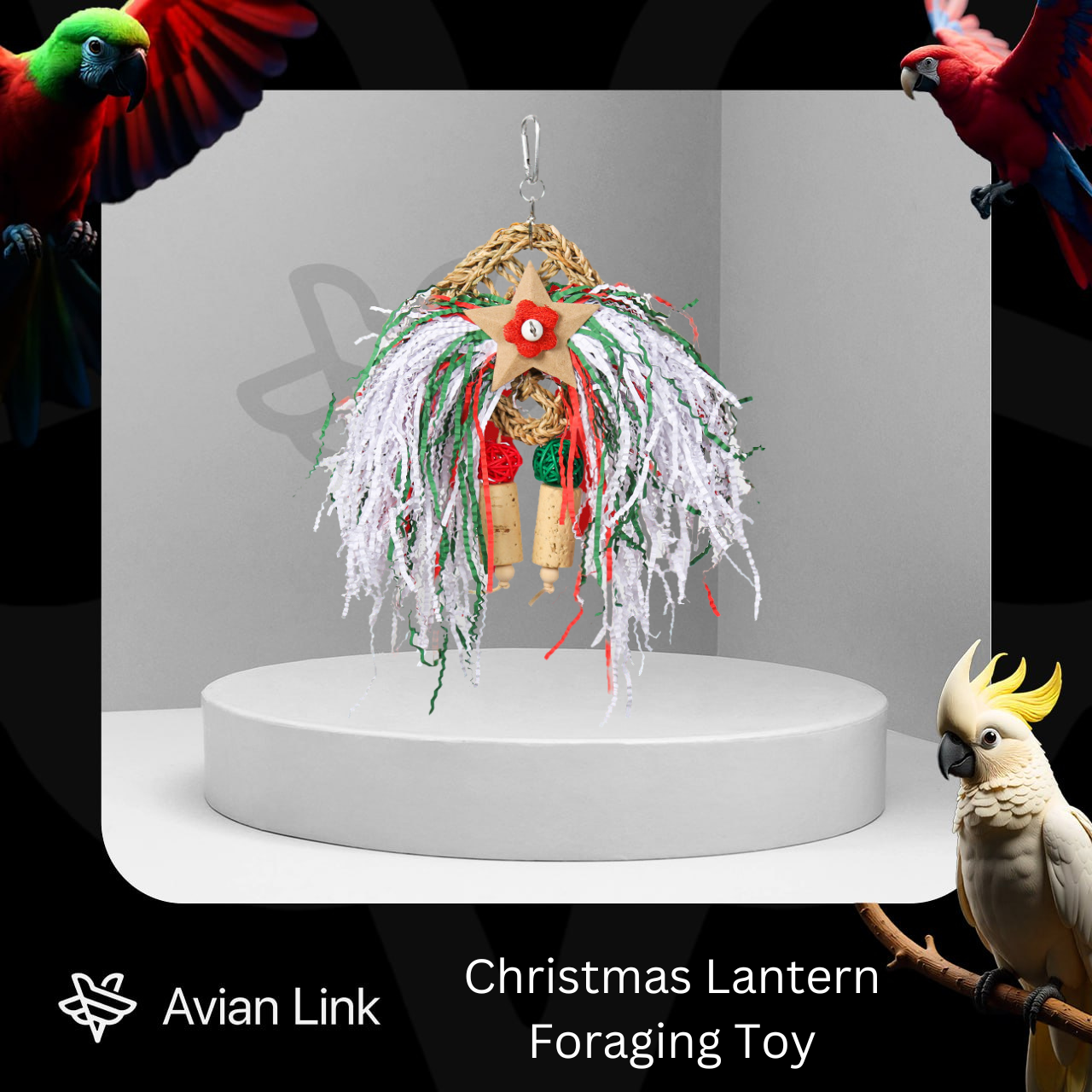 Big Bird Foraging Toy - Christmas Lantern #2-15