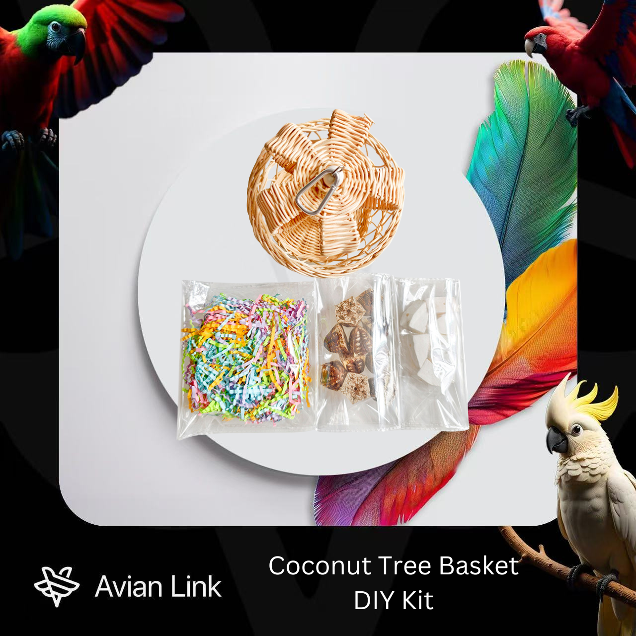 Big Bird Foraging Toy - Coconut Tree Basket DIY Kit #2-18
