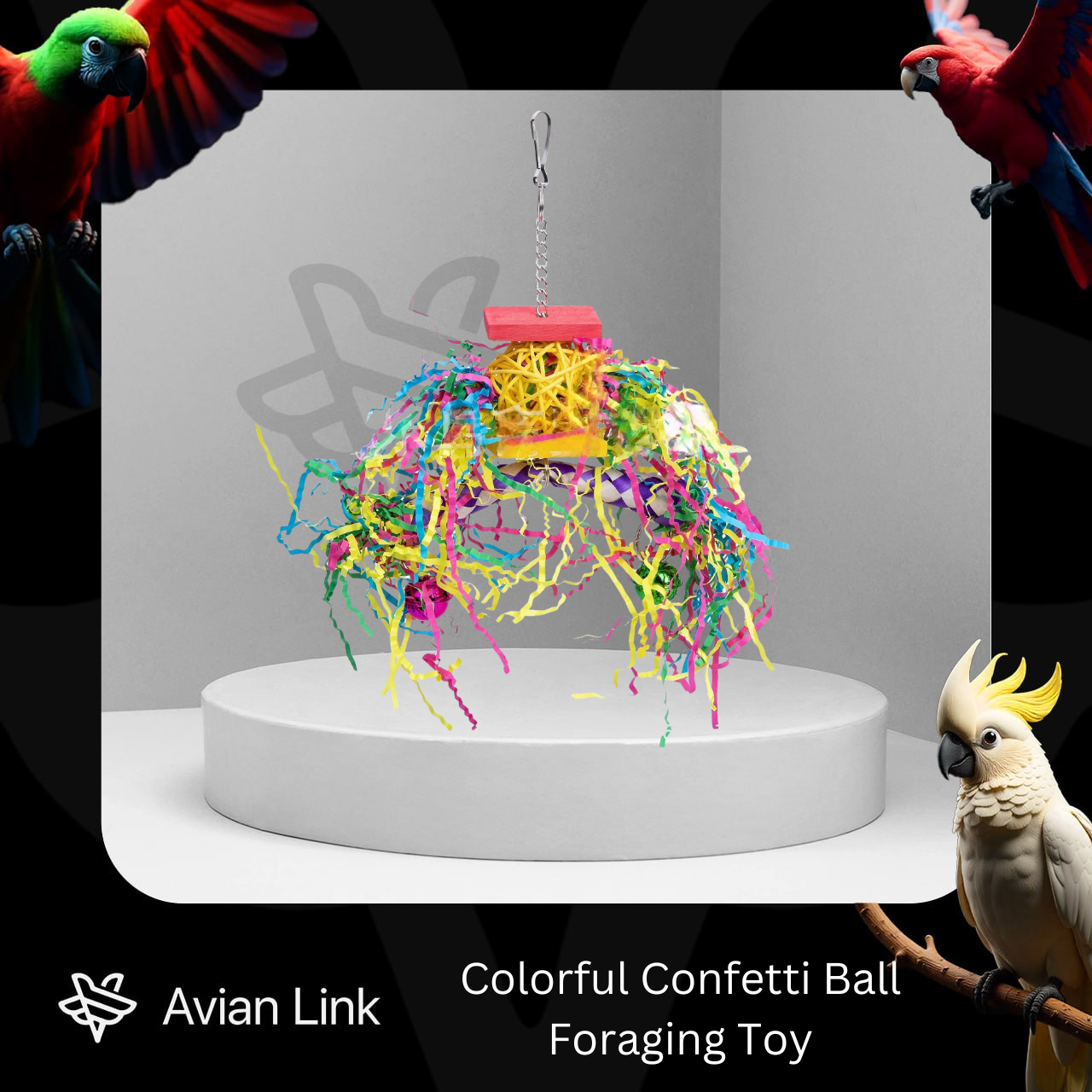 Big Bird Foraging Toy - Colorful Confetti Ball #2-33