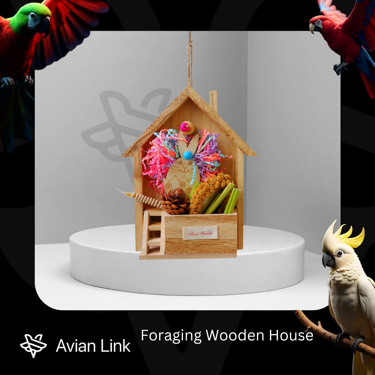 Big Bird Accessory - Wooden Foraging House #2-46