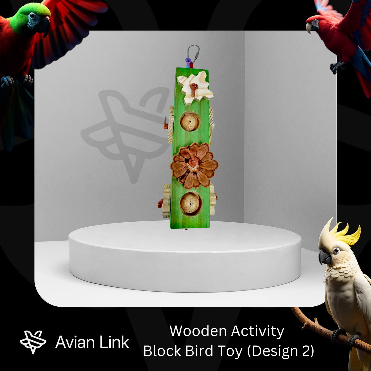 Wooden Activity Block Bird Toy (Design 2) #3-08