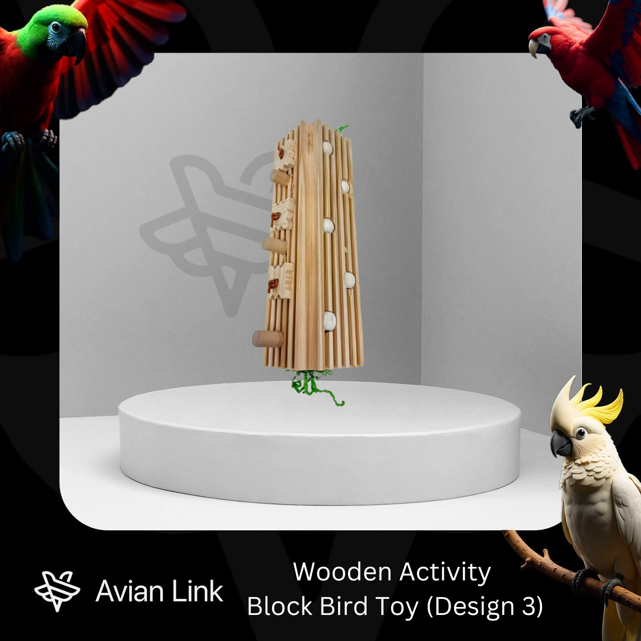 Wooden Activity Block Bird Toy (Design 3) #3-09